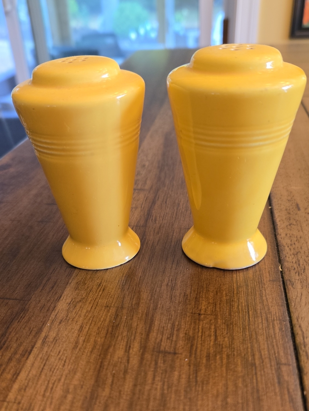 Vintage Homer Laughlin Harlequin Yellow Ceramic Salt and Pepper Shakers